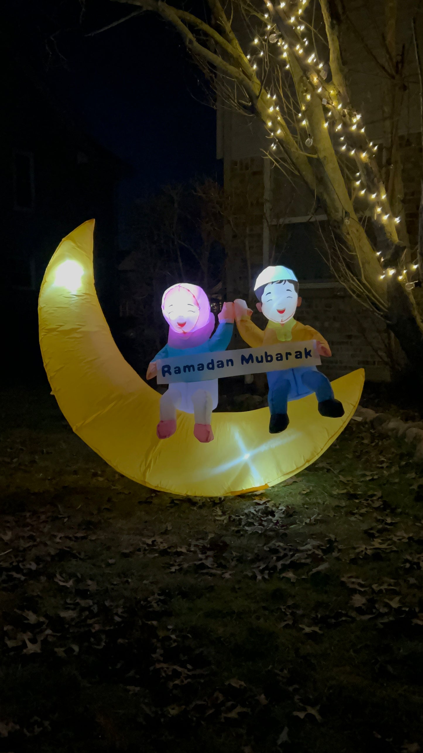 5FT Ramadan Inflatable - Kids on Crescent Moon