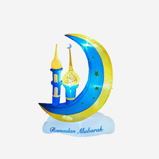 5FT Ramadan Inflatable - Blue Crescent Moon with Minaret