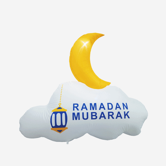 5FT Ramadan Inflatable - Reversible Crescent Moon on Cloud with Lantern