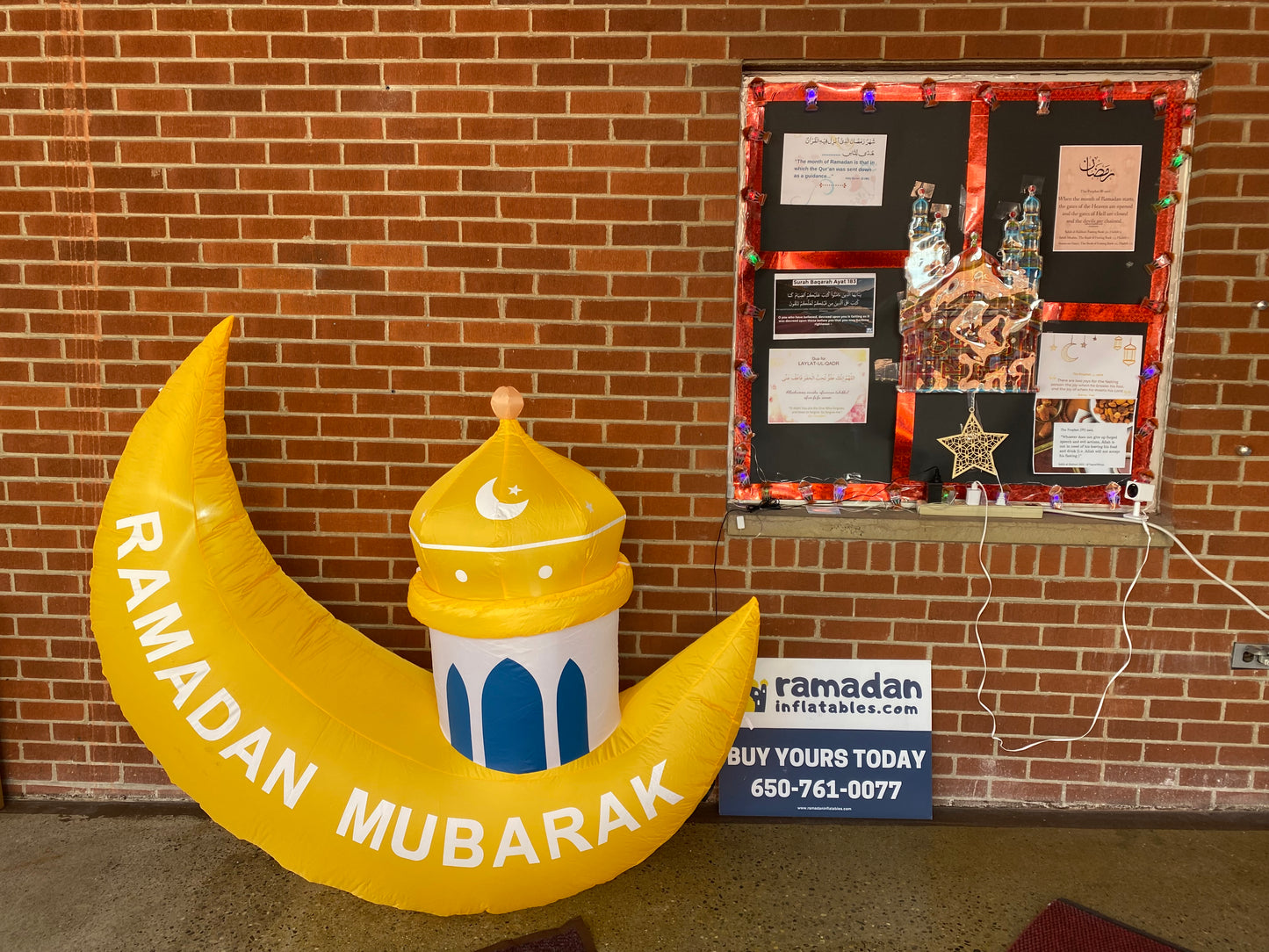 5FT Ramadan Inflatable - Yellow Crescent Moon with Minaret