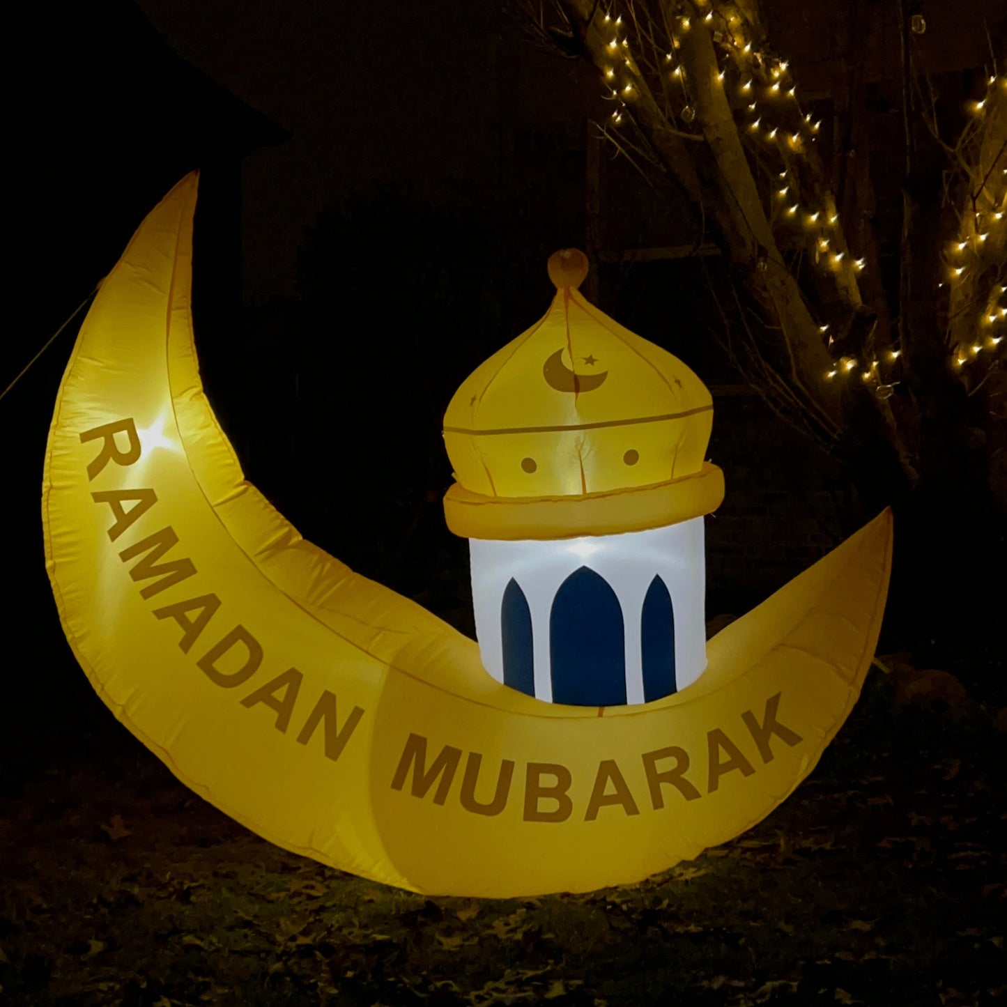 5FT Ramadan Inflatable - Yellow Crescent Moon with Minaret