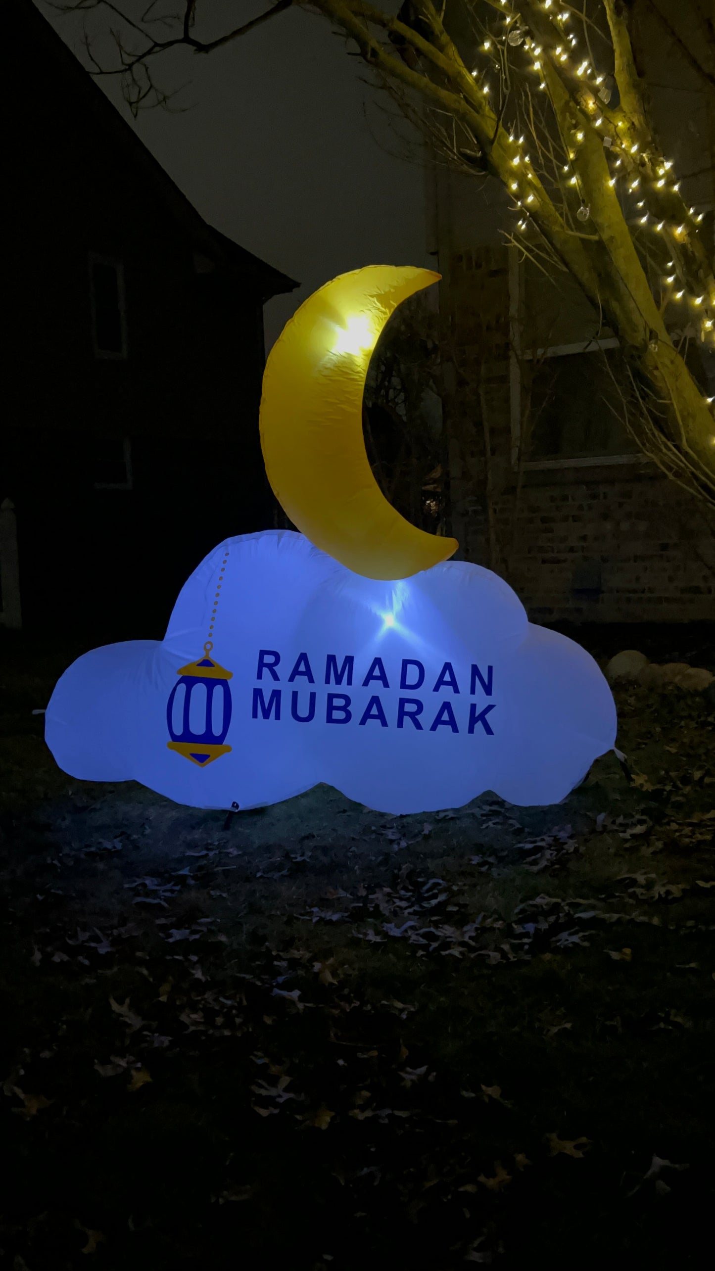 5FT Ramadan Inflatable - Reversible Crescent Moon on Cloud with Lantern