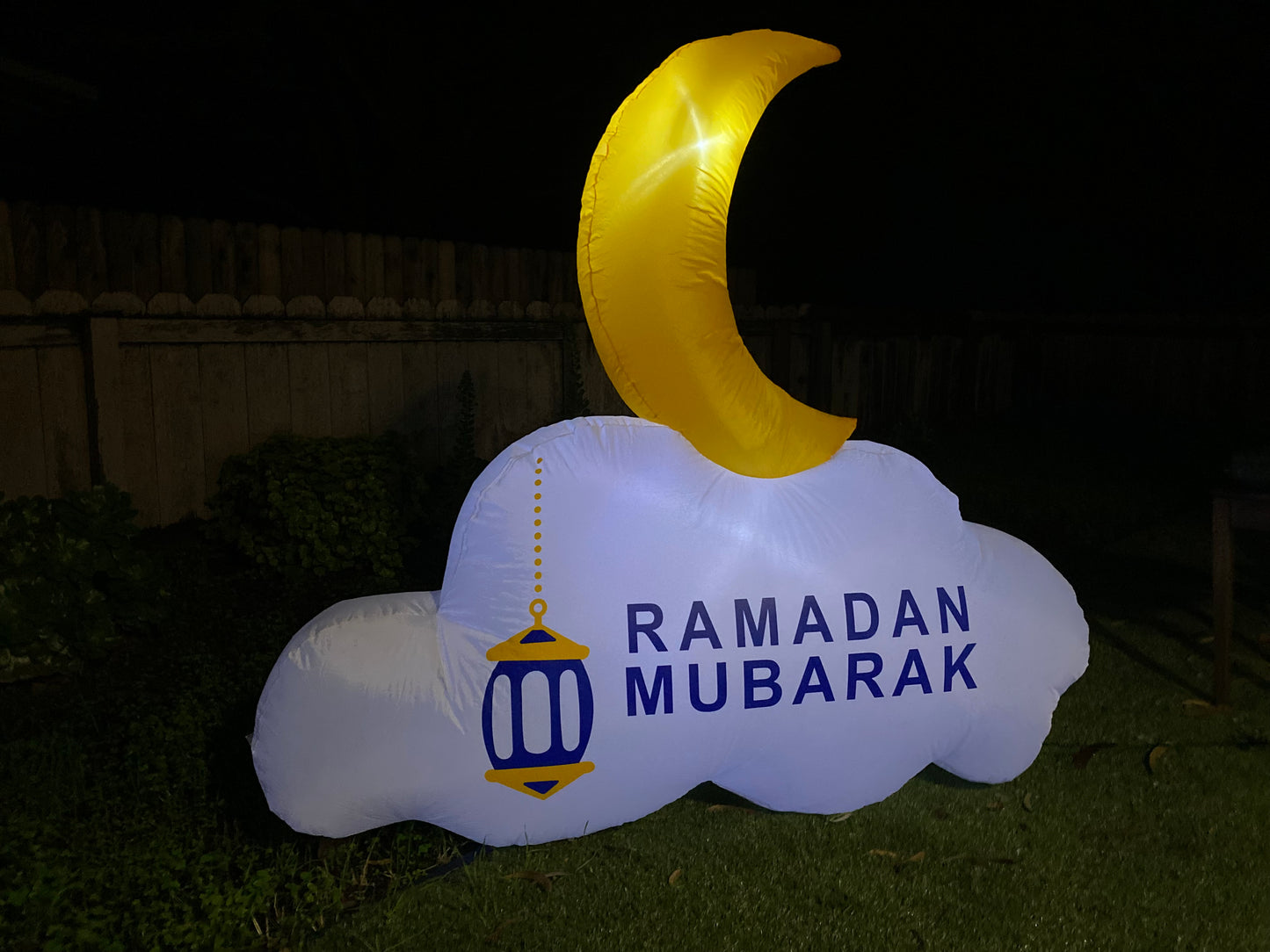 5FT Ramadan Inflatable - Reversible Crescent Moon on Cloud with Lantern