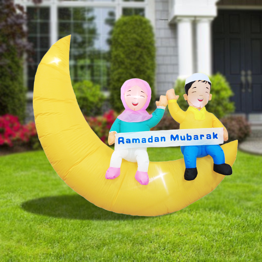 5FT Ramadan Inflatable - Kids on Crescent Moon