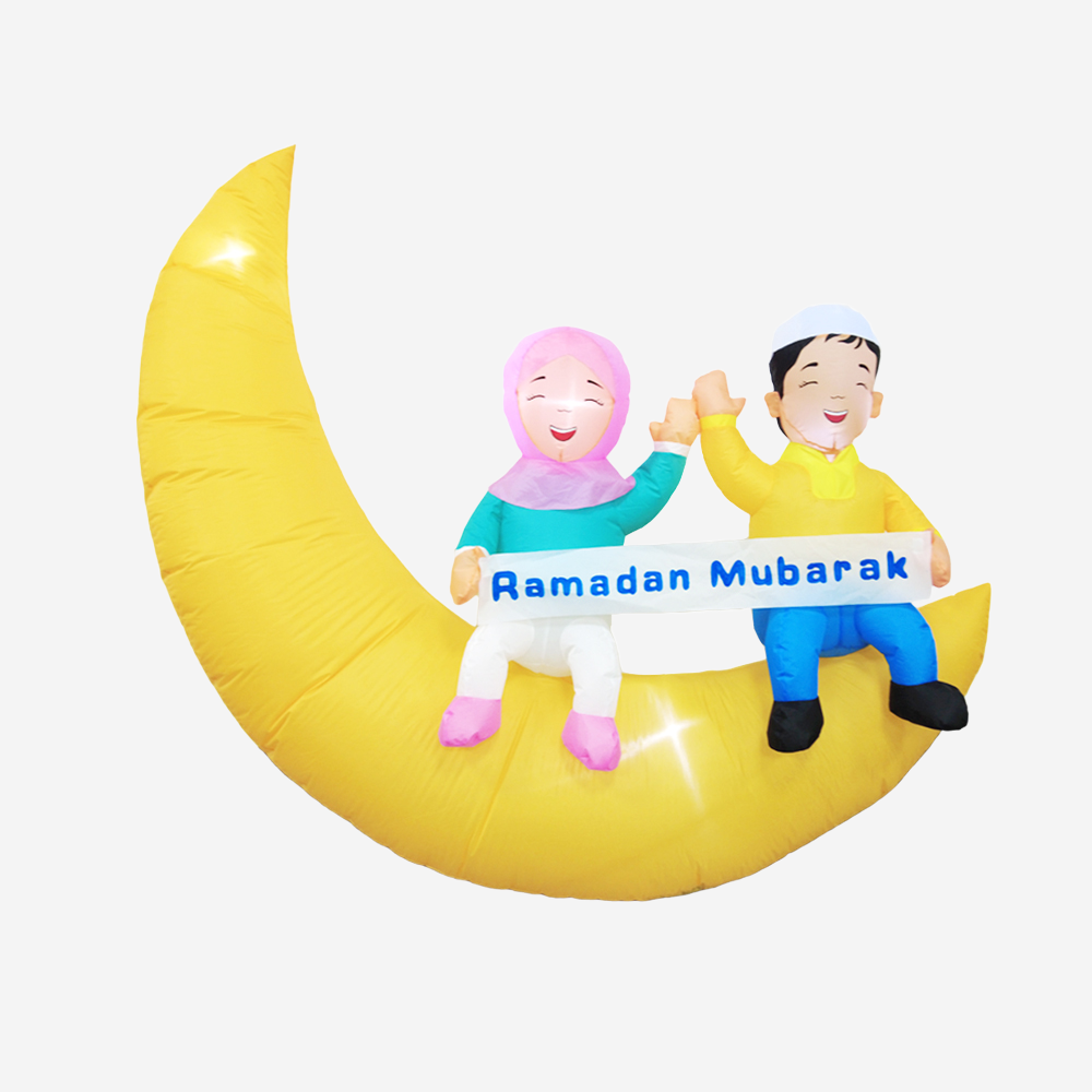 5FT Ramadan Inflatable - Kids on Crescent Moon