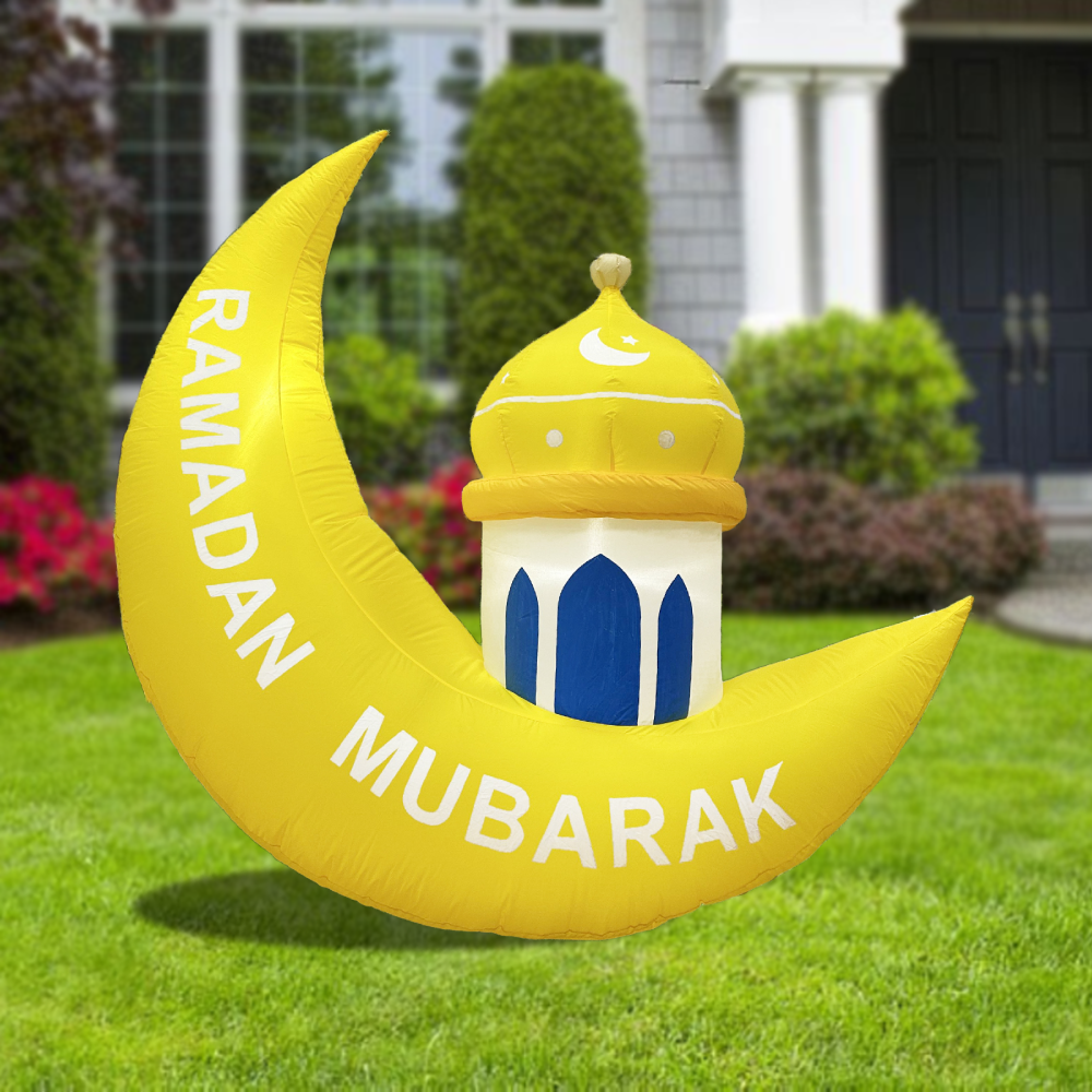 5FT Ramadan Inflatable - Yellow Crescent Moon with Minaret