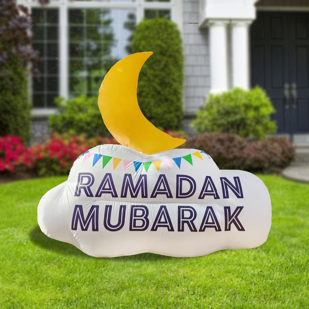 6FT Ramadan Inflatable - Reversible Crescent Moon on Cloud