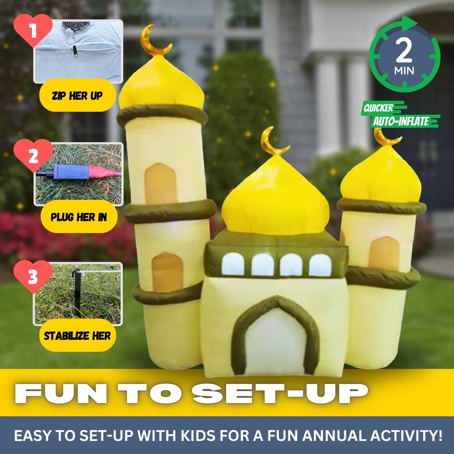 6FT Ramadan Inflatable - Yellow and Green Mosque