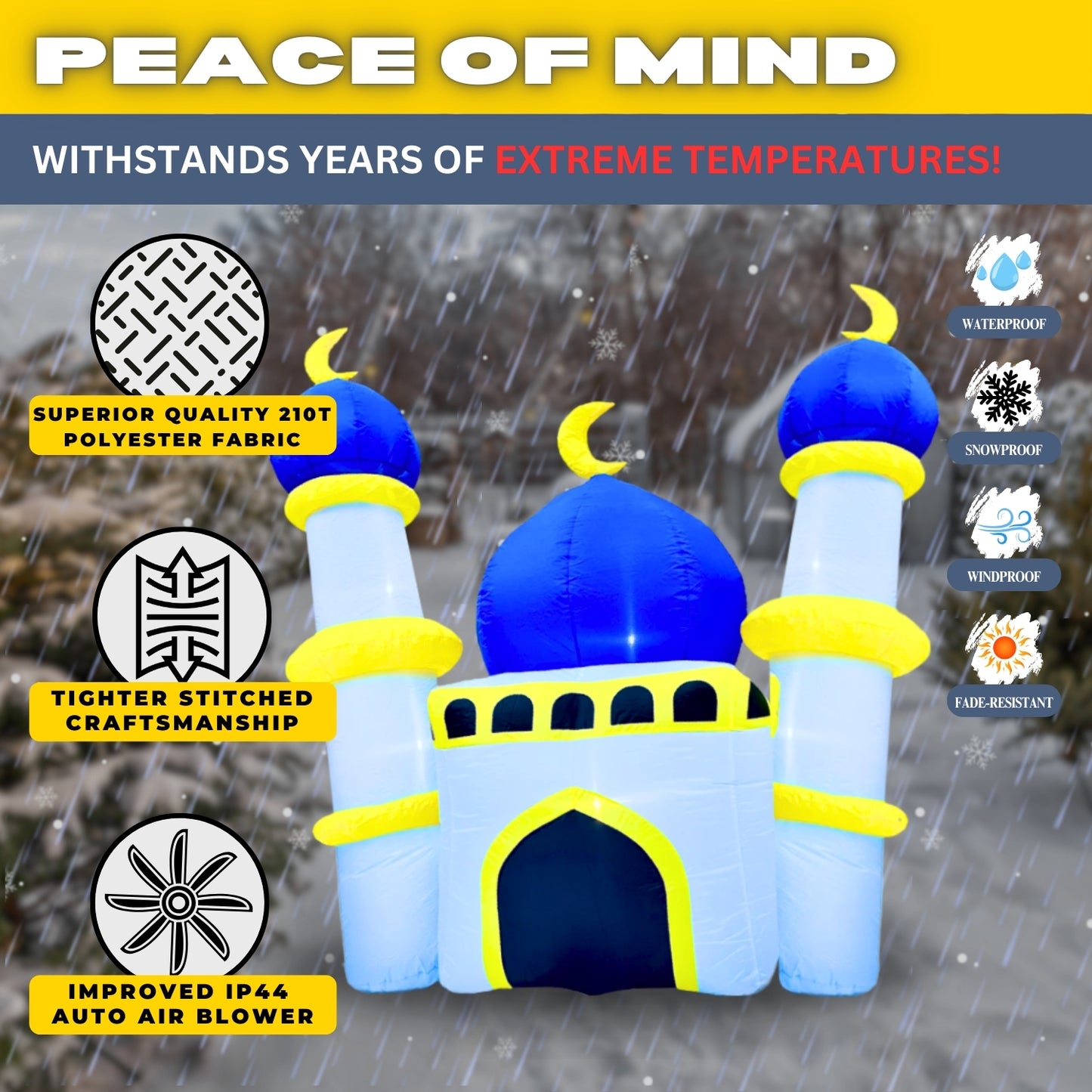 6FT Ramadan Inflatable - Blue and Yellow Mosque