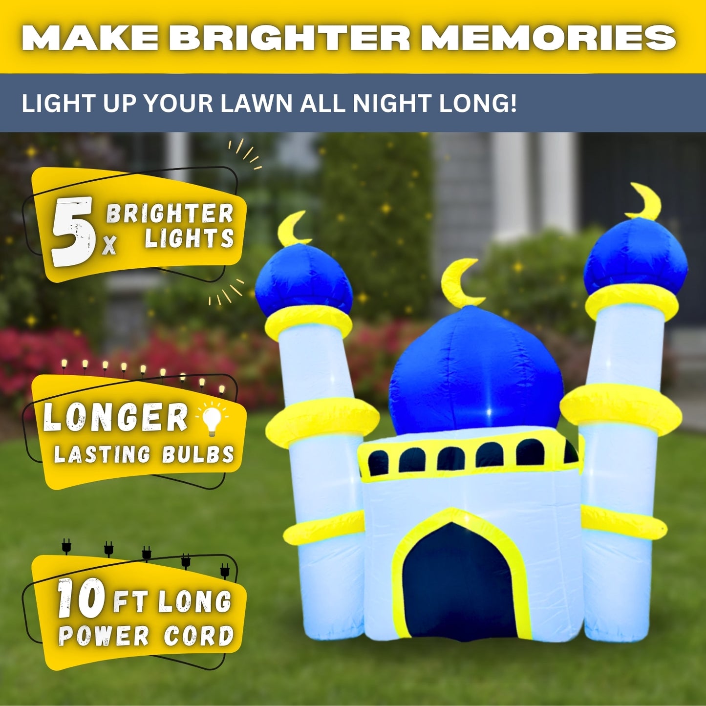 6FT Ramadan Inflatable - Blue and Yellow Mosque