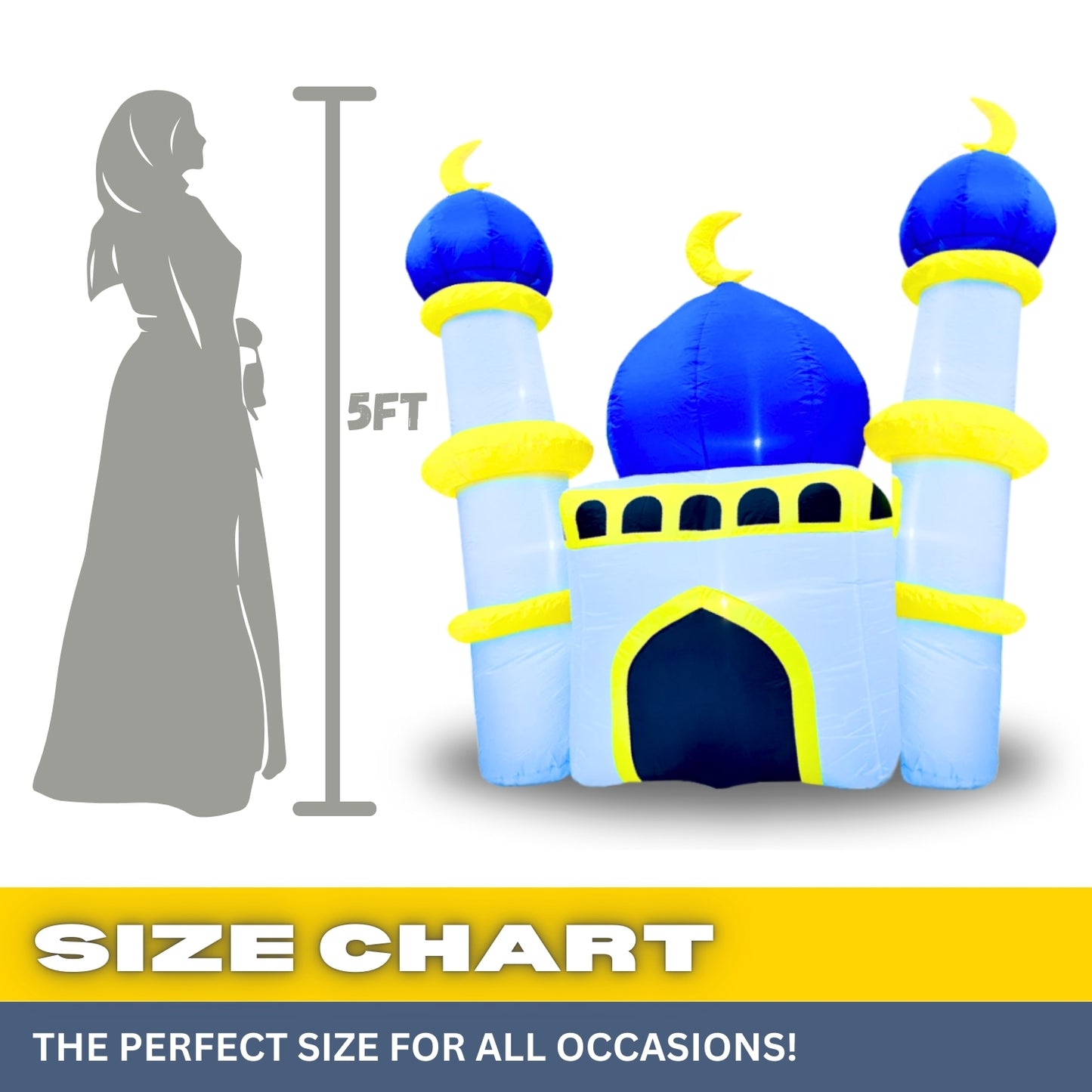 6FT Ramadan Inflatable - Blue and Yellow Mosque