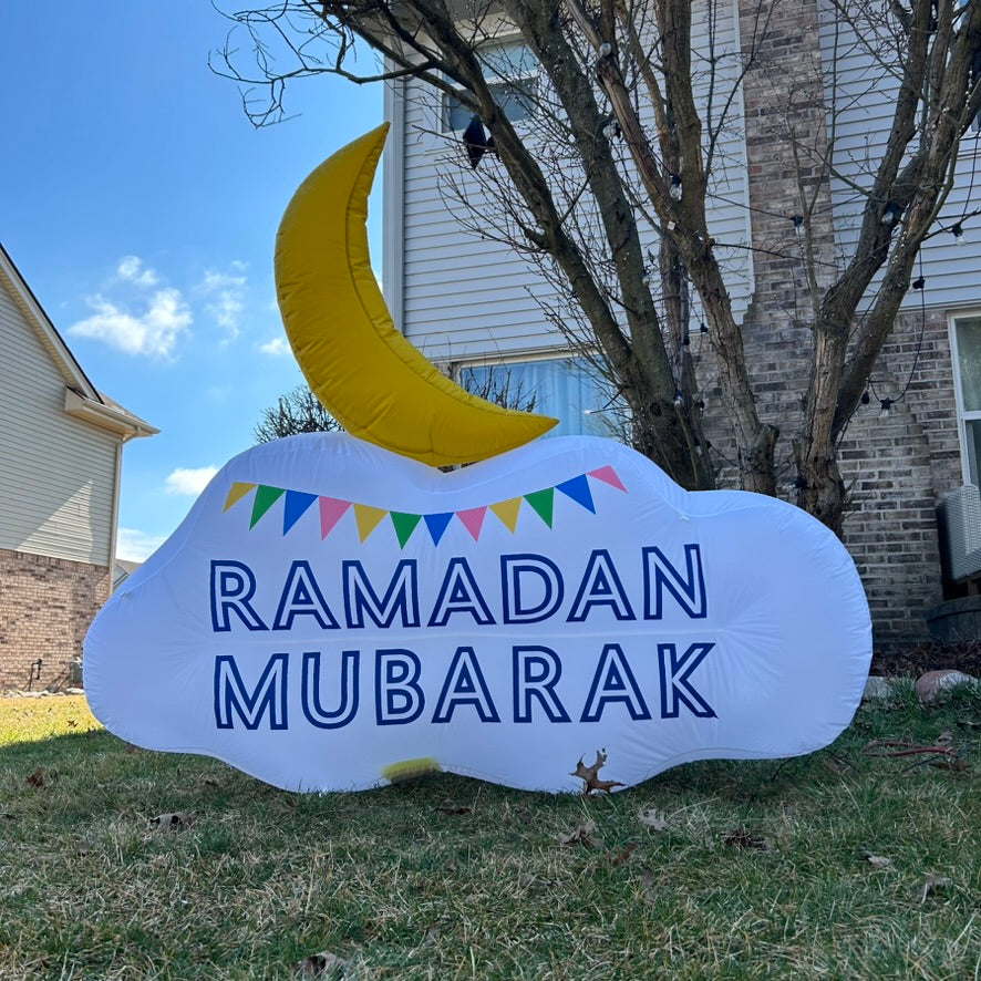 6FT Ramadan Inflatable - Reversible Crescent Moon on Cloud