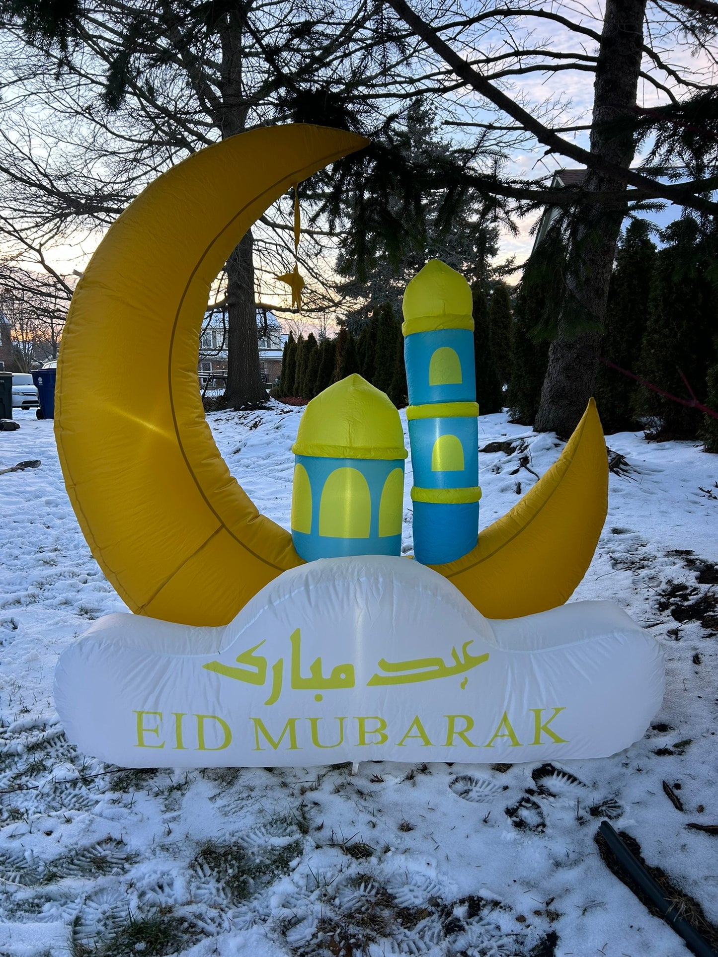 6FT Ramadan Inflatable - Yellow Crescent Moon with Double Minarets